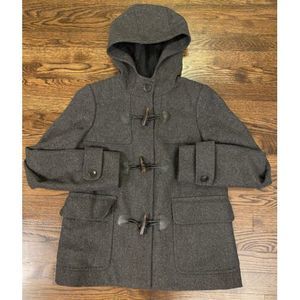 J. Crew Wool-blend Jacket with Hood - Zipper and Toggle closure  Gray‎ Womens